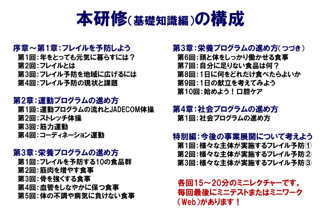 本研修の基礎知識編の構成