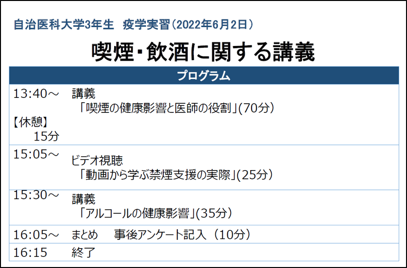 喫煙・飲酒に関する講義プログラム