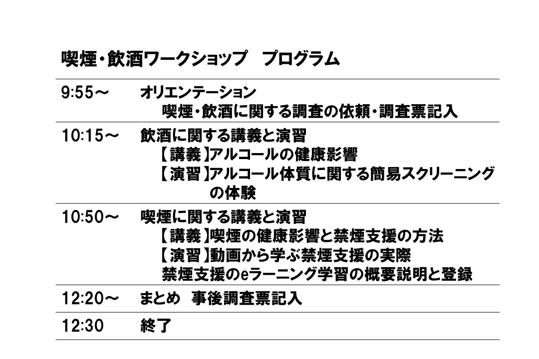 喫煙・飲酒ワークショッププログラム